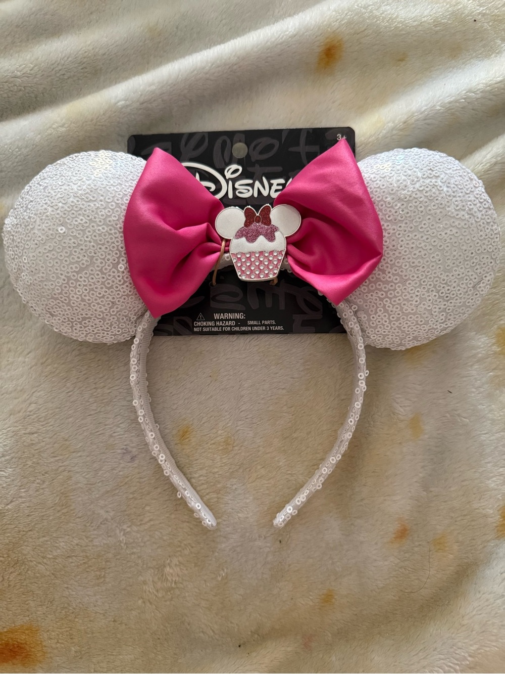 Disney Pink and White Minnie Cupcake Bow Headband